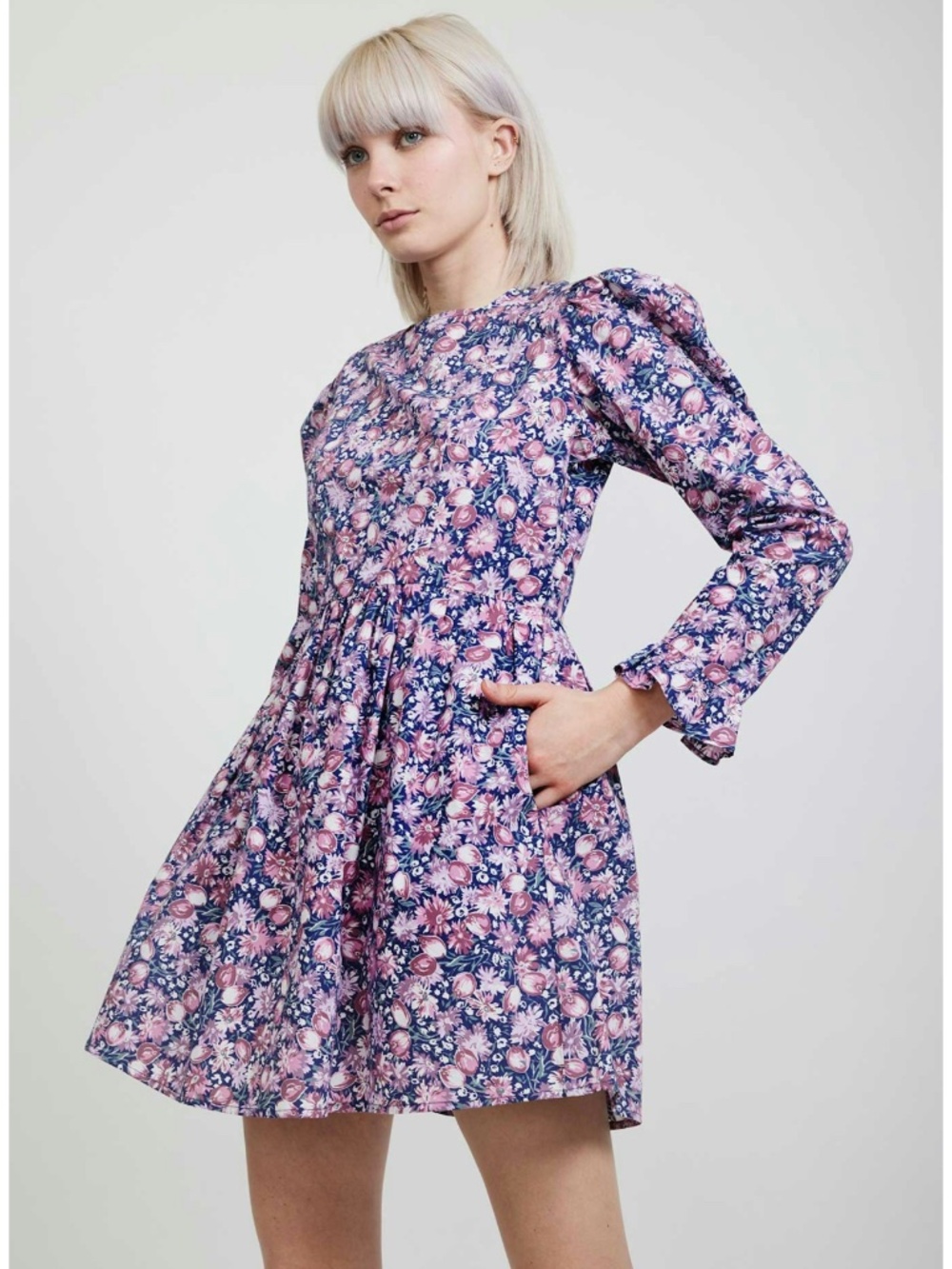 Batsheva x Laura Ashley Ruffled Floral-Print Cotton-Poplin Mini Dress Size 4